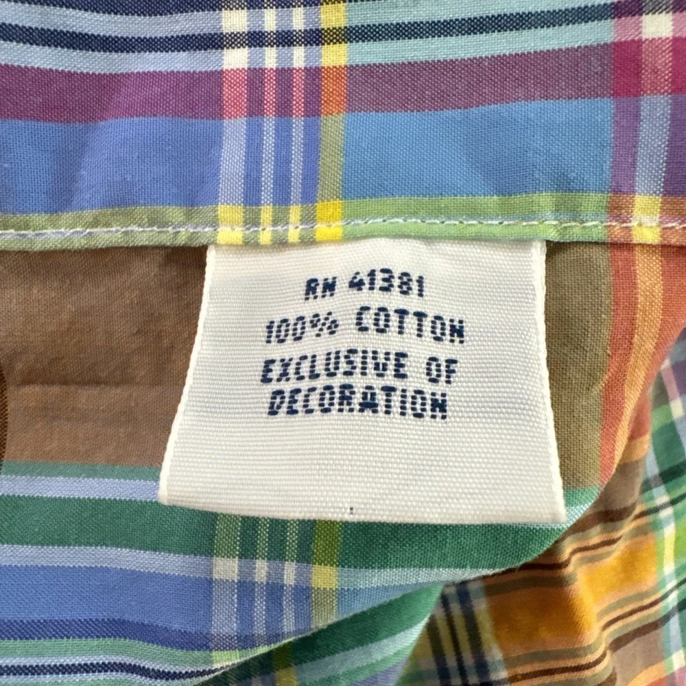 Polo Ralph Lauren Button Shirt Mens Sz XL Multicolor Madras Plaid Stretch Cotton